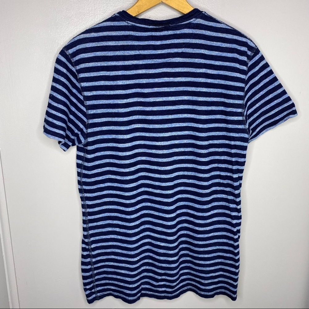 LUCKY BRAND Short Sleeve Blue Striped Henley Tee - Picture 4 of 4